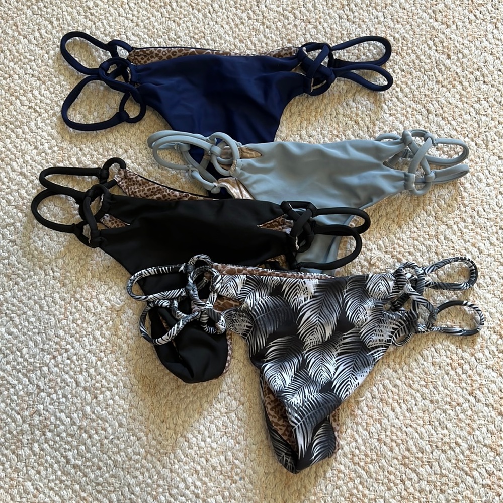 Acacia bottoms in various colors and palm print.